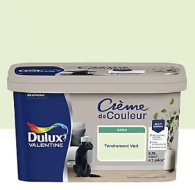 Peinture Crème De Couleur Dulux Valentine satin tendrement vert 2,5L