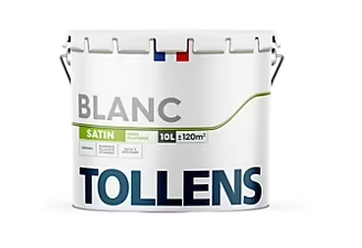 Peinture Tollens murs et plafonds satin blanc 10L