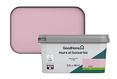 Peinture intérieure couleur Murs et boiseries GoodHome Hyogo rose satin 2,5L