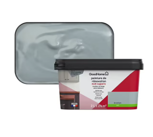 Peinture de rénovation GoodHome multi-supports satin gris Brooklyn 2L