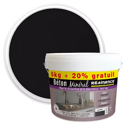 Béton minéral Résinence noir intense 6kg + 20% gratuit