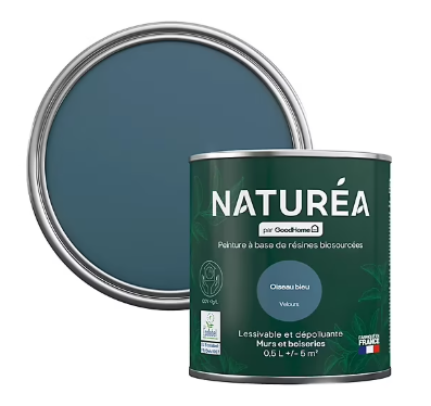 Peinture murs et boiseries Naturéa par GoodHome oiseau bleu velours 0.5L