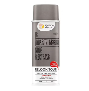 Peinture aérosol Relook tout extrême quartz argent 400ml Maison déco