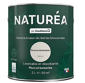 Peinture murs et boiseries Naturéa par GoodHome ecorce de bouleau velours 2L