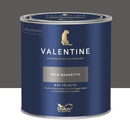 Peinture Valentine murs et boiseries Dulux Valentine noir magnétite velouté mat 0,5L