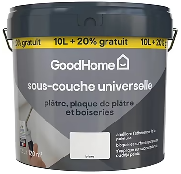 Sous-couche universelle plâtre, plaque de plâtre et boiseries blanc GoodHome