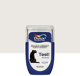 Testeur de peinture Color Resist murs et boiseries Dulux Valentine mat porcelaine 30ml