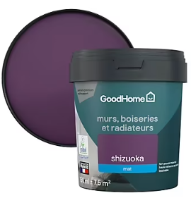 Peinture résistante murs, boiseries et métal GoodHome violet Shizuoka mat 0,75L