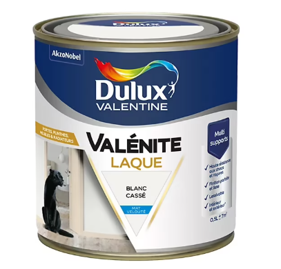 Laque acrylique Valénite Dulux Valentine velouté blanc mat 500ml