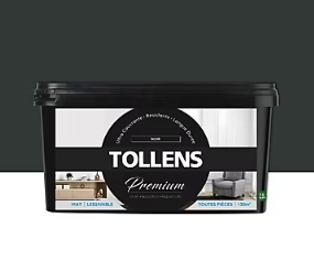 Peinture Tollens premium murs, boiseries et radiateurs noir mat 2,5L