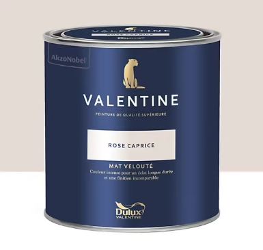 Peinture Valentine murs et boiseries Dulux Valentine rose caprice velouté mat 0,5L
