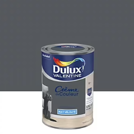 Peinture couleur murs, boiseries et radiateurs Crème de couleur Dulux Valentine gris anthracite mat velouté 1,25L