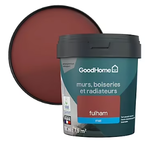 Peinture résistante murs, boiseries et métal GoodHome rouge Fulham mat 0,75L