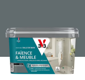 Peinture de rénovation faïence et meuble de salle de bain V33 gris anthracite satin 2L
