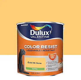Peinture murs et boiseries Color Resist Dulux Valentine satin éclat de jaune 2,5L