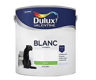 Peinture murs et plafonds phase aqueuse Dulux Valentine satin blanc 2,5L