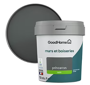 Peinture murs et boiseries GoodHome gris Princeton satin 0,75L