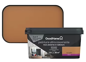 Peinture couleur 2 en 1 velours GoodHome cuir sellier 2,5L