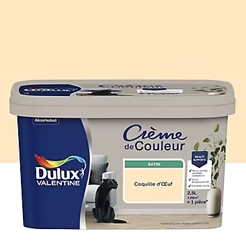 Peinture Crème De Couleur Dulux Valentine satin coquille d'oeuf 2,5L