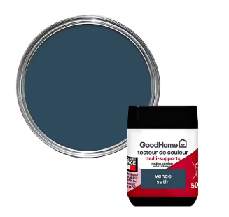 Peinture de rénovation GoodHome multi-supports satin bleu Vence 50ml
