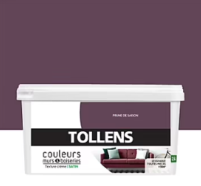 Peinture murs et boiseries Tollens prune de saison satin 2,5L