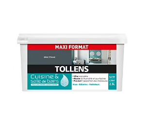 Peinture cuisine et salle de bains Tollens gris titane satin 2.5L