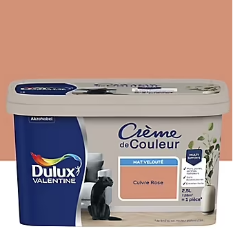 Peinture Crème De Couleur Dulux Valentine mat cuivre rose 2,5L