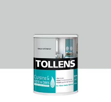 Peinture murs et plafonds Cuisine et bains satin galet d'étretat Tollens 0,75 L