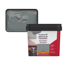 Peinture de rénovation GoodHome multi-supports brillant argent Bel Air 750ml