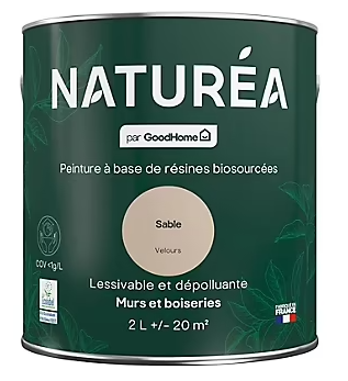 Peinture murs et boiseries Naturéa par GoodHome sable velours 2L