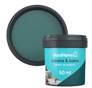 Peinture cuisine et salle de bains GoodHome vert Milltown satin 50ml