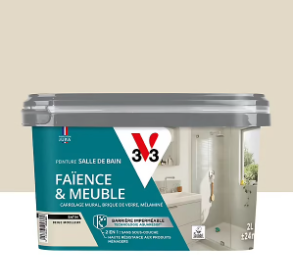 Peinture de rénovation faïence et meuble de salle de bain V33 beige moelleux satin 2L