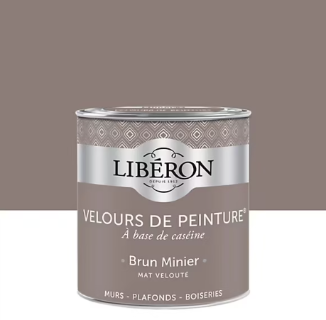 Peinture multisupport murs, plafonds et boiseries Velours de peinture gris brun minier Libéron 0,5L