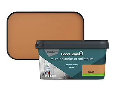 Peinture intérieure couleur murs, boiseries et radiateurs GoodHome satin bilbao marron 2.5L