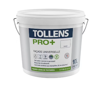 Peinture extérieure façade universelle Tollens pro+ blanc 10L