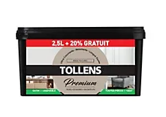 Peinture Tollens premium murs, boiseries et radiateurs gris perlé satin 2,5L +20% gratuit