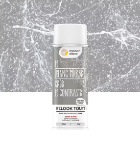 Peinture aérosol Relook tout Maison Déco effet marbre blanc 400ml
