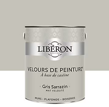 Peinture murs, plafonds et boiseries Velours de peinture gris sarrazin Libéron 2,5L