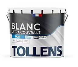 Peinture Tollens ultra couvrant murs, plafonds et boiseries mat blanc 10L
