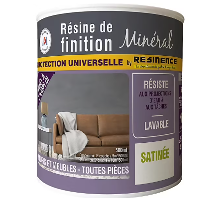 Résine de finition zone sèche Résinence béton minéral incolore satin 0,5L