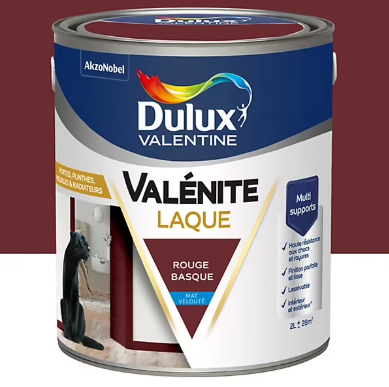 Laque Valénite Dulux Valentine Acrylique mat velouté rouge basque 2L