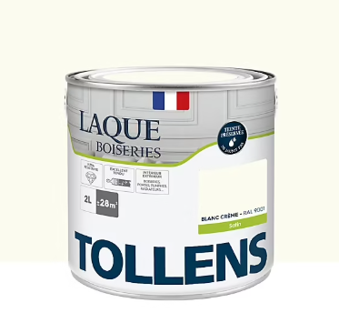 Laque boiseries et métal Tollens RAL 9001 blanc crème satin 2L