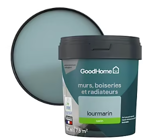Peinture intérieure couleur murs, boiseries et radiateurs GoodHome satin lourmarin bleu 750ml
