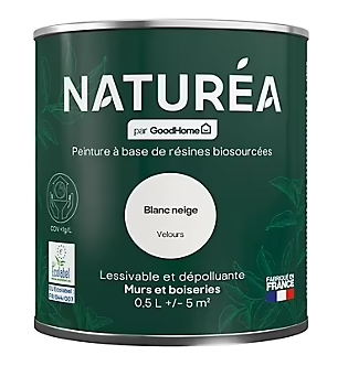 Peinture murs et boiseries Naturéa par GoodHome blanc neige velours 0.5L