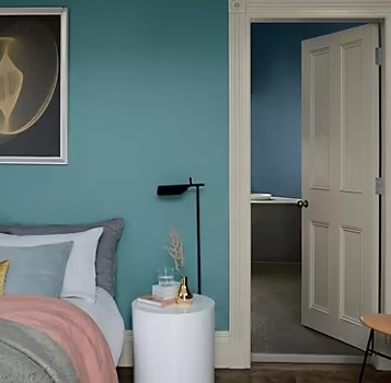 Peinture intérieure couleur Crème De Couleur Dulux Valentine satin bleu canard 2.5L