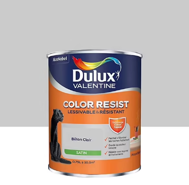 Peinture murs et boiseries Color Resist Dulux Valentine satin béton clair 0,75L