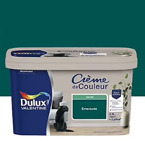 Peinture Crème De Couleur Dulux Valentine satin émeraude 2,5L