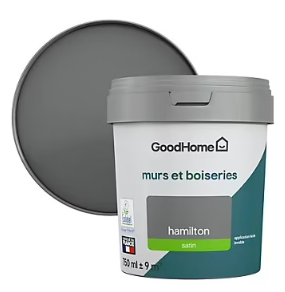 Peinture murs et boiseries GoodHome gris Hamilton satin 0,75L