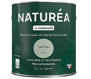 Peinture murs et boiseries Naturéa par GoodHome vert d'eau velours 2L