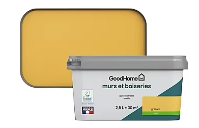 Peinture intérieure couleur Murs et boiseries GoodHome Gran Via Jaune satin 2,5L